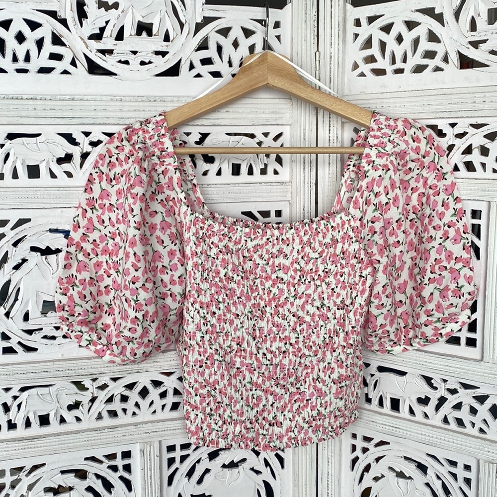 NWT | Square Neck Smocked Blouse